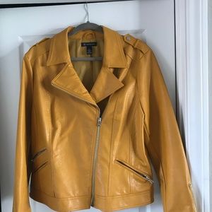 Yellow non leather moto jacket